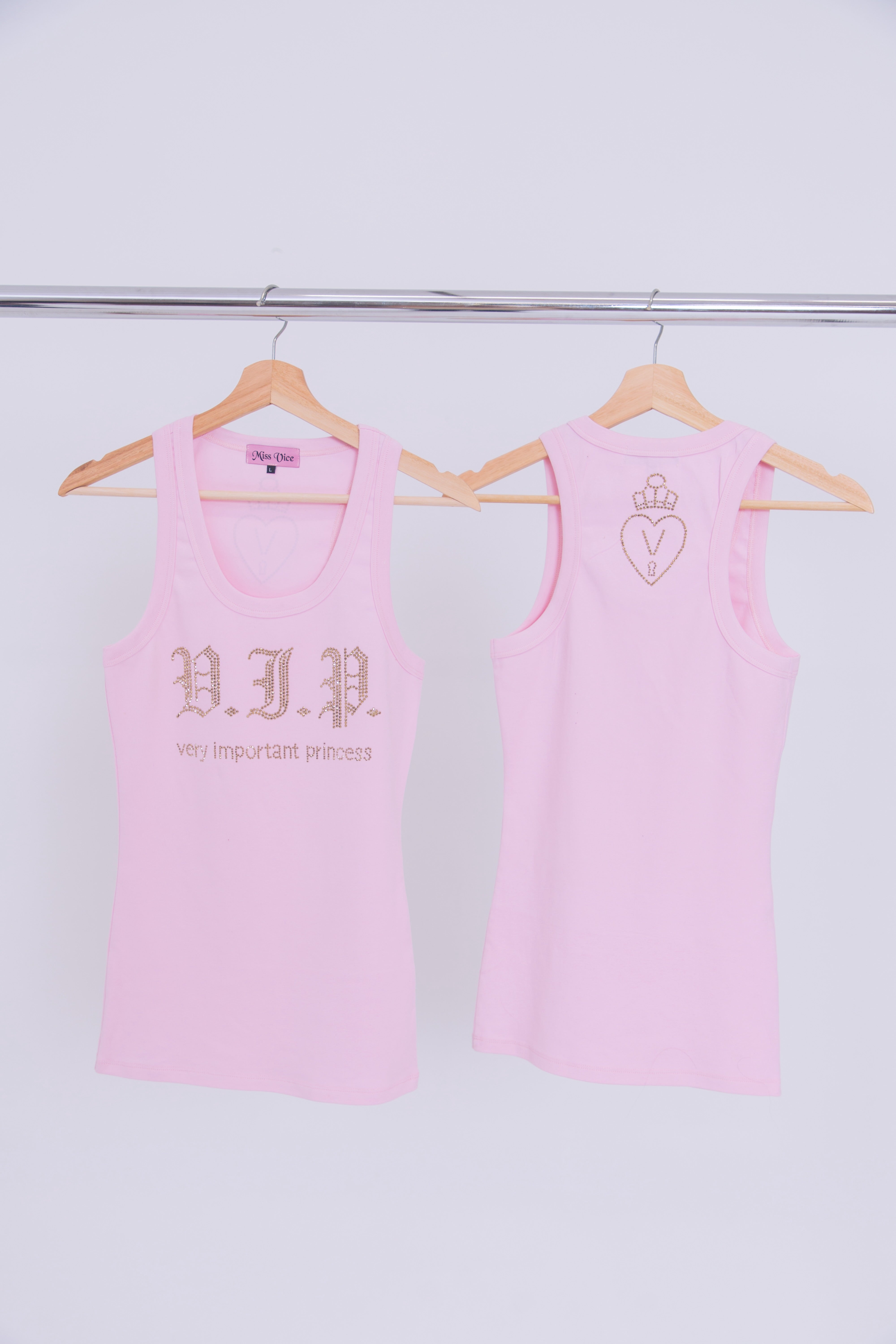 Very Important Princess Tank – front and back on hangers